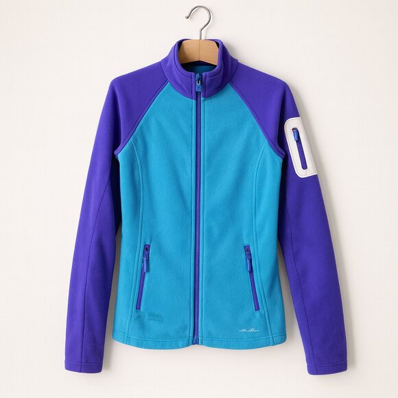 EDDIE BAUER | Teal & Purple First Ascent Fleece Zip-Up Jacket – Women’s Small - Picture 2 of 8